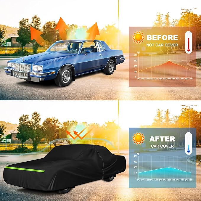 QUNSUNUS Waterproof Car Cover for Pontiac Grand Prix 1978-1996, Outdoor Car - Image 6
