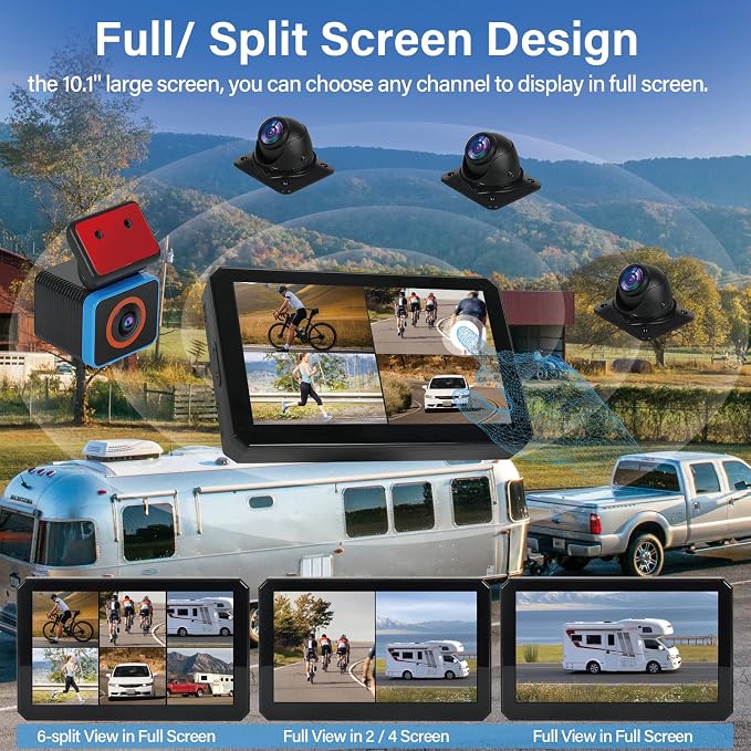 6CH AI WiFi GPS Sentry Mode RV Backup Camera System 10.1" Touch Screen Monitor - Image 5