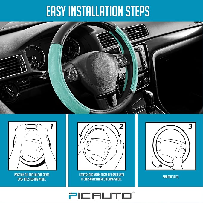 PIC AUTO Steering Wheel Cover, Silk Grain Leather Car Steering Wheel Protector - Image 7