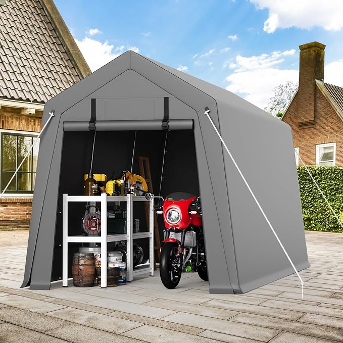 TrailBlaze 7x12ft Outdoor Portable Storage Shelter Shed, Carport Storage Shed - Image 8