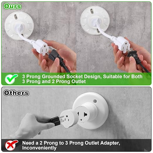 Feekoon 2 Pack 3 Outlet Light Socket Adapter, Convert E26/E27 Bulb Socket to 3 - Image 3
