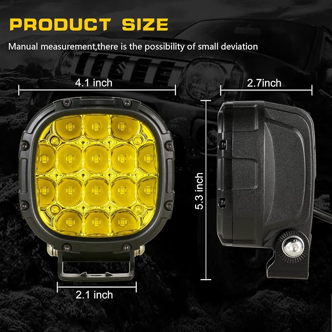 BIGLION.X 4 Inch Pair 160W 18800LM Amber Round LED Offroad Lights Yellow Fog - Image 5