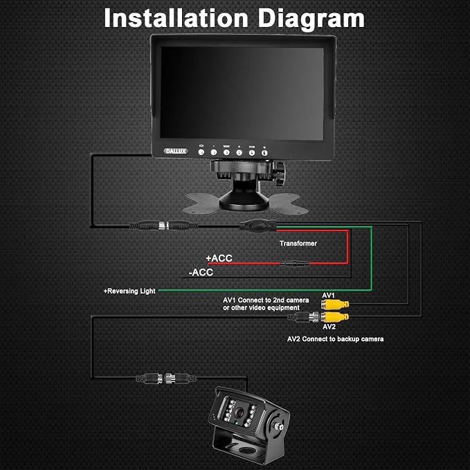 Truck Backup Camera Monitor kit, Heavyduty Vehicle Waterproof Night Vision Wide - Image 7