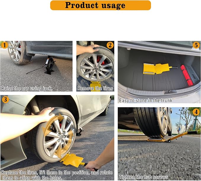 Adjustable Portable Tire Jack, Detachable Roller Plate, Heavy-Duty Tire Lifting - Image 7