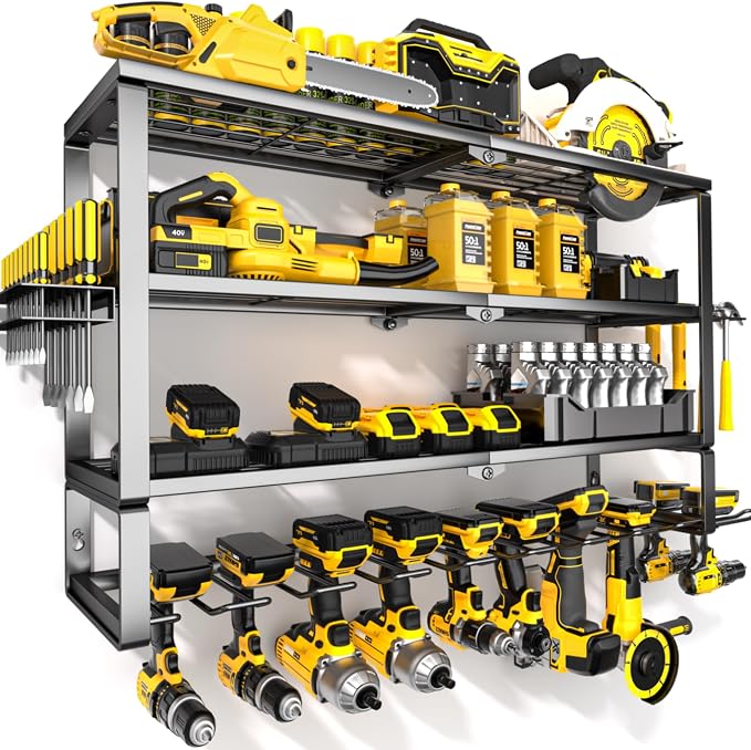 YYR Large Power Tool Organizer Wall Mount, Heavy Duty Metal Cordless Drill by YYR