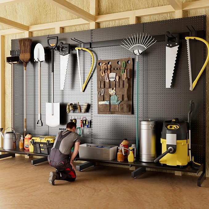 JWX Garage Pegboard Tool Organizer Free Standing, Organizer Storage Rack - Image 2