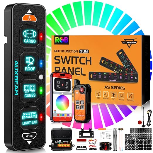 Auxbeam 4 Gang Slim Switch Panel Bluetooth RGB AS-400 by Auxbeam