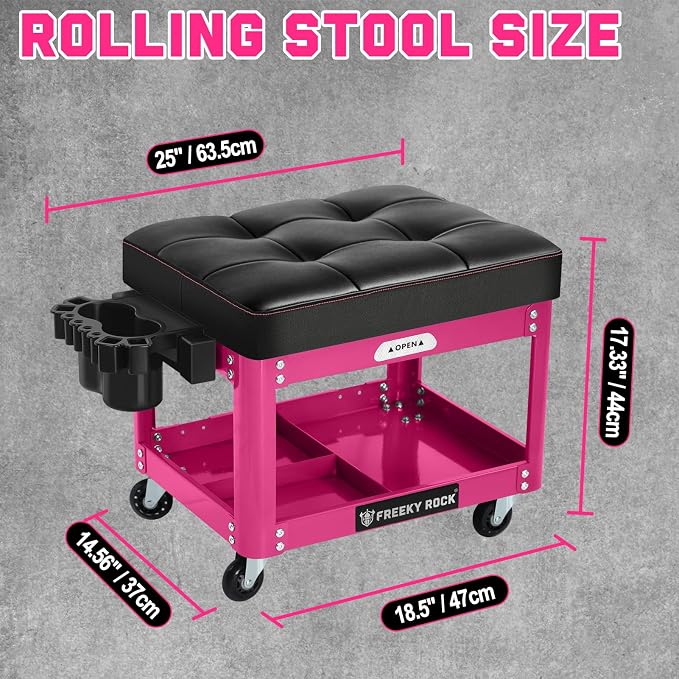 Rolling Mechanic Shop Stool - Image 2
