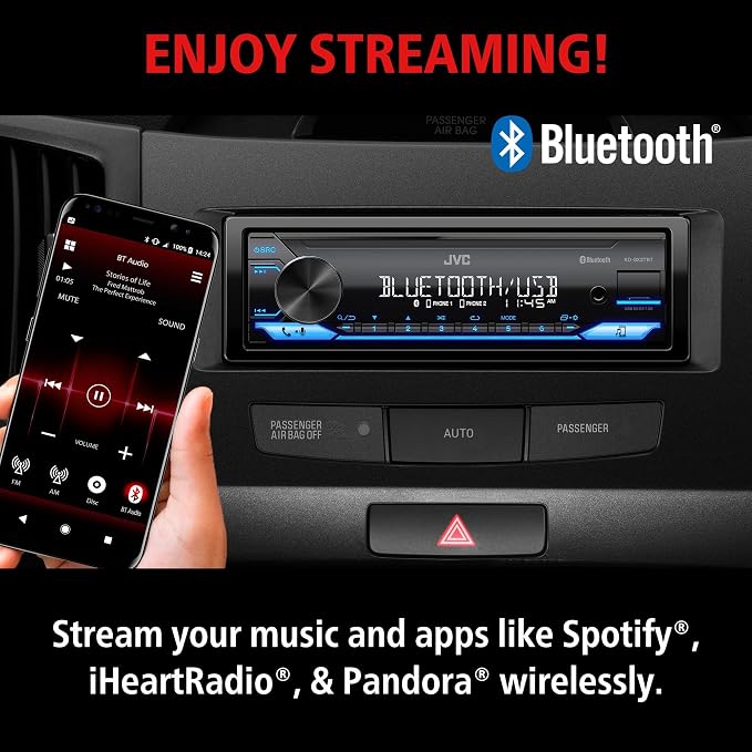 JVC KD-SX27BT Car Stereo with Bluetooth, 100W Digital Media Receiver, 1.5A USB - Image 5