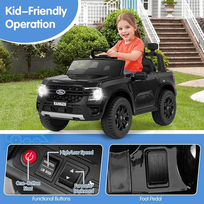 HONEY JOY Ride On Car, 12V Licensed Ford Ranger Electric Vehicle - Image 4