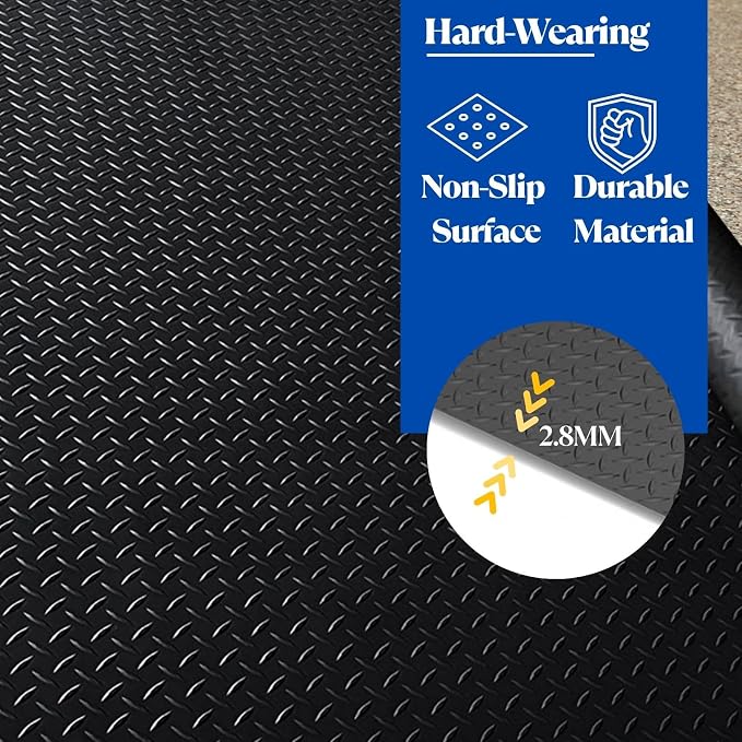 BESEA 4 x 6 FT Garage Floor Mat, Heavy Duty Diamond Plate Rubber Parking Mat – - Image 8