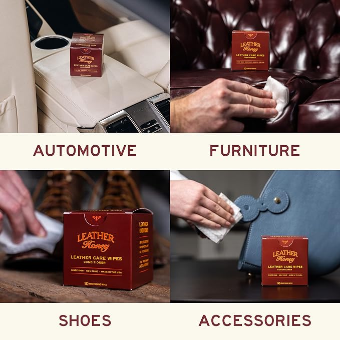Leather Honey Leather Conditioner Wipes: Restore Leather On-The-Go. Protect & - Image 3