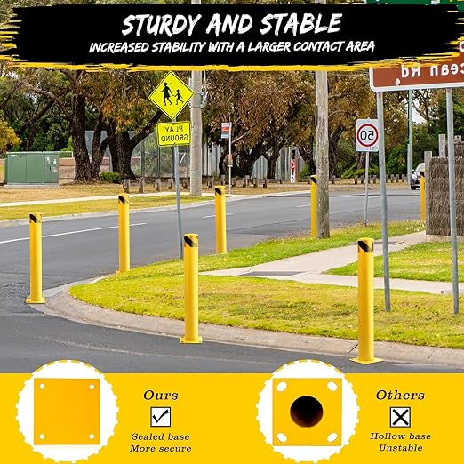 2 Pack Safety Bollard Post, 42 Inch Height 4.5 Inch Diameter Yellow Pipe Safety - Image 6