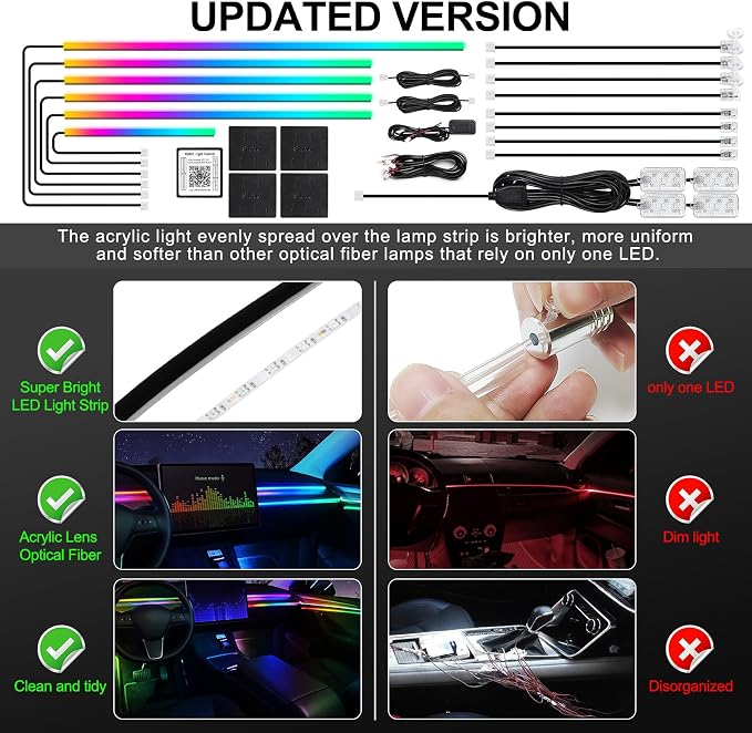 Dreamcolor Acrylic Interior Car LED Strip Light - Image 6