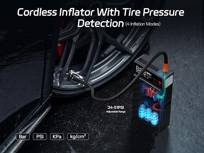 Pelsee 3500A Jump Starter with Air Compressor, 20000mAh&160PSI Portable Car - Image 3