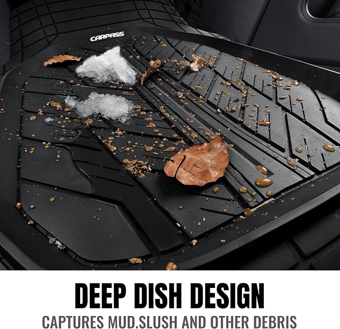 CAR PASS 3 Row Heavy Duty Rubber Car Mats, Deep-Dish All-Weather Floor Mats - Image 8