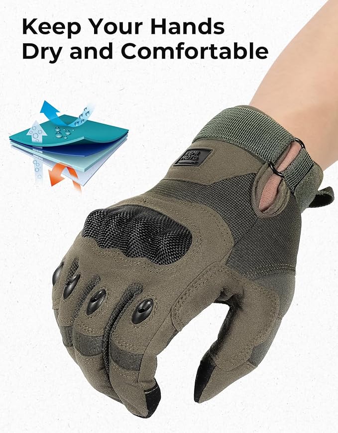 KEMIMOTO Tactical Gloves for Men, Touchscreen Motorcycle Gloves - Image 4