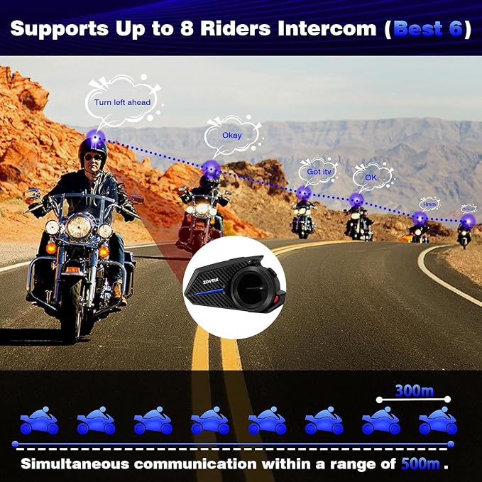 Motorcycle Helmet Headset, 8 Riders Intercom Headset Communication System - Image 2