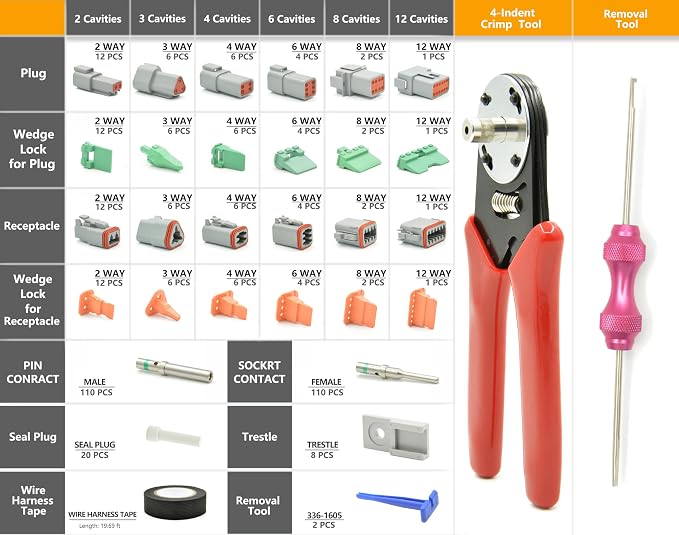 378 PCS DT Deutsch Series Waterproof Connector Kit, 2 3 4 6 8 12 Pin Connectors - Image 2