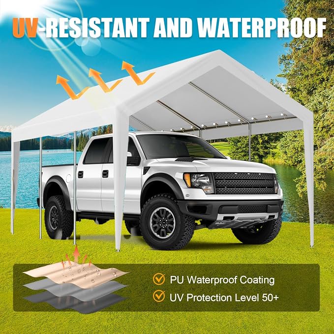 10'x20' Canopy Replacement Cover, Beefull Carport Replacement Canopy - Image 5