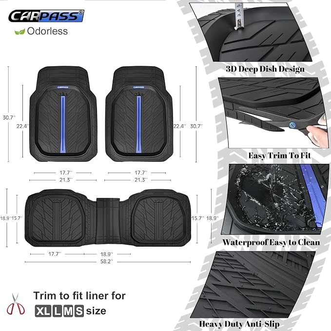 CAR PASS Tire Tread DeepDish Rubber Floor Mats - Image 8