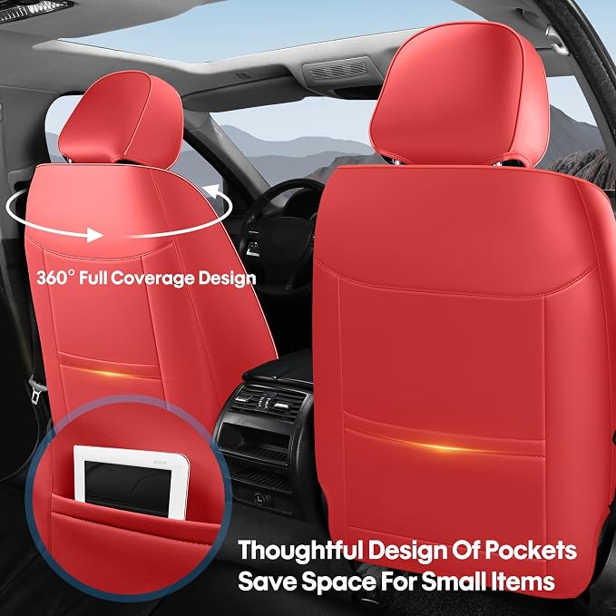 AOOG Car Seat Covers Full Set, Leather Seat Covers - Image 2