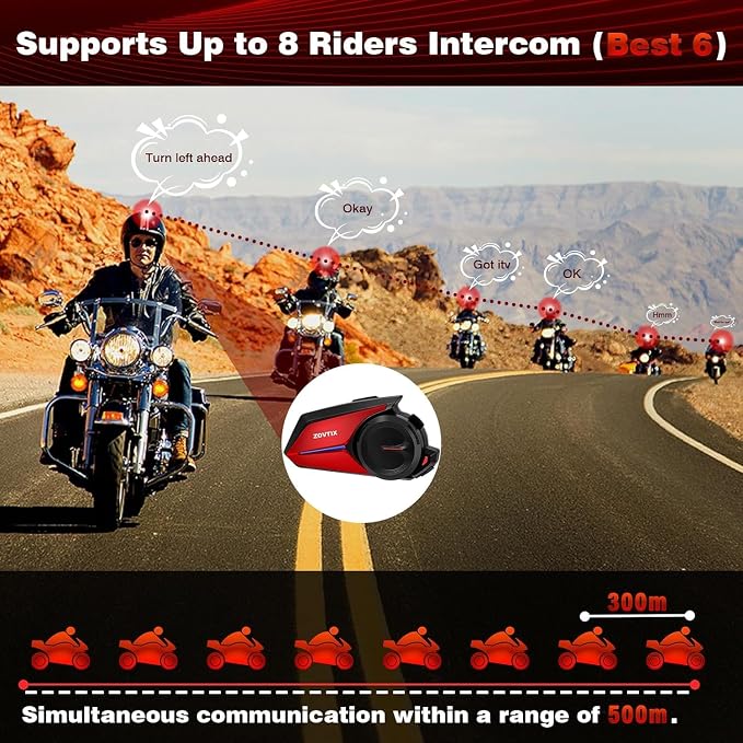 Motorcycle Helmet Headset 8 Riders Communication System X8 Intercom - Image 2