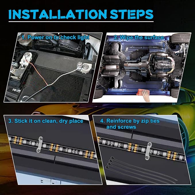 Car Underglow Lights Chasing Color, Upgraded Bluetooth Led Strip Light - Image 7