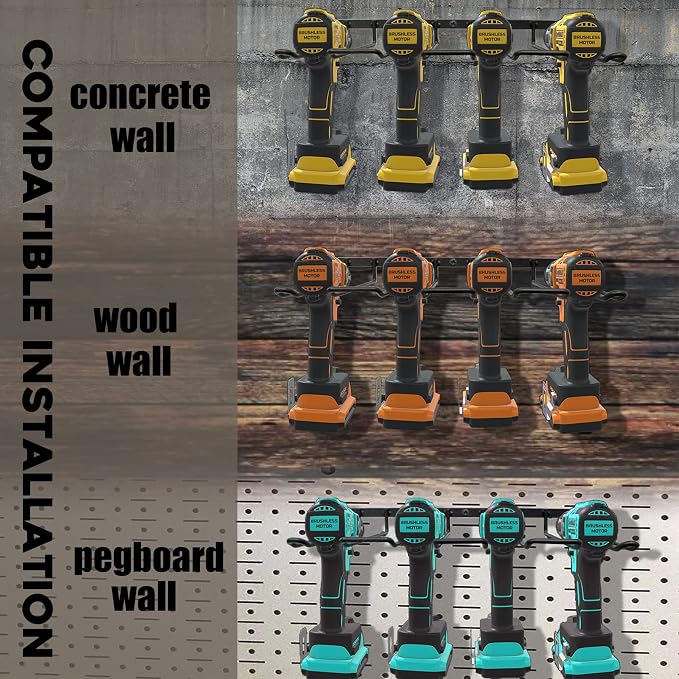 2 Pack Drill Holder, Power Tool Organizer Wall Mount, 80lb Heavy Duty Bearing - Image 5
