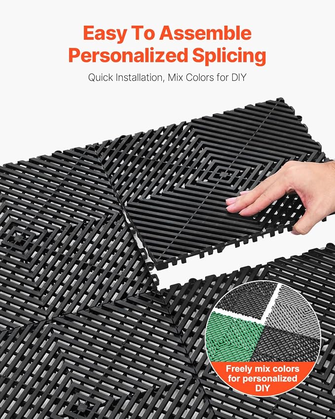 VEVOR Interlocking Drainage Mat, 12” x 12” Modular Interlocking Cushion - Image 6