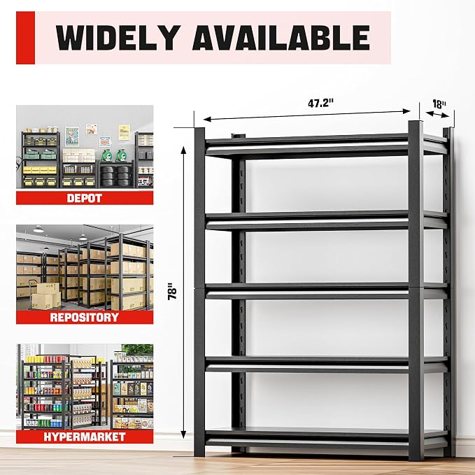 Utility Shelf Organizer – 5 Shelf Heavy Duty Shelving Unit - Image 2
