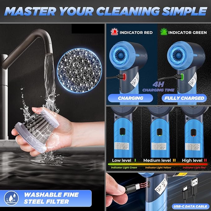 Saker Portable Car Vacuum Cleaner Cordless High Power 17000PA 3 in 1 Foldable - Image 5
