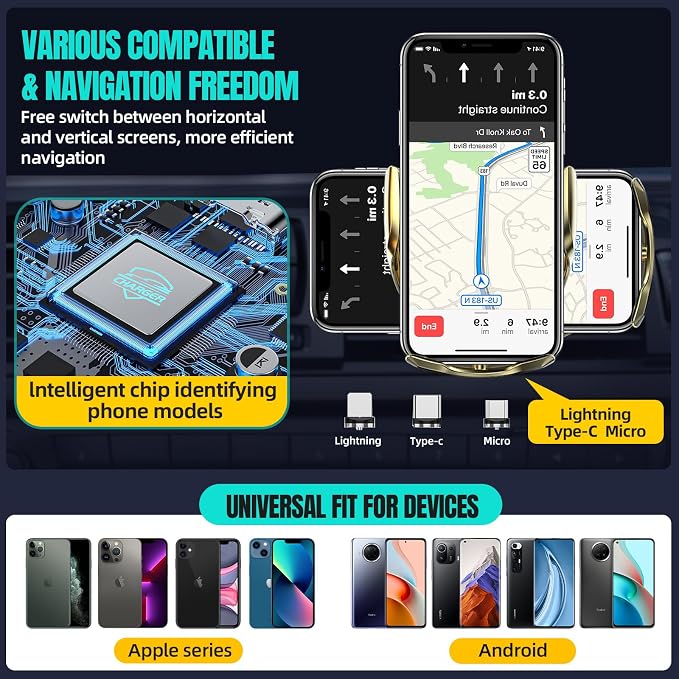 Wireless Car Charger, MAX 15W Fast Charging Auto Clamping, Sensing Phone Holder - Image 4