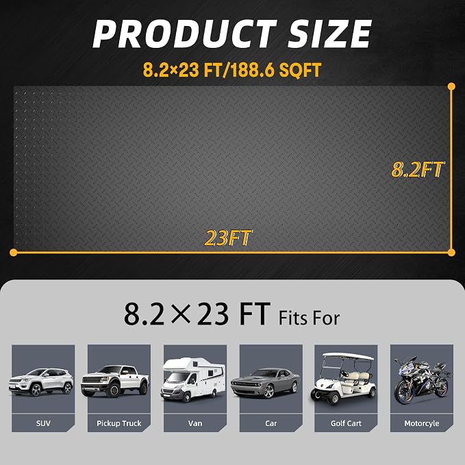 8.2 x 23 FT Garage Floor Mat, 2.8mm Thickened Diamond Plate PVC Garage Flooring - Image 3