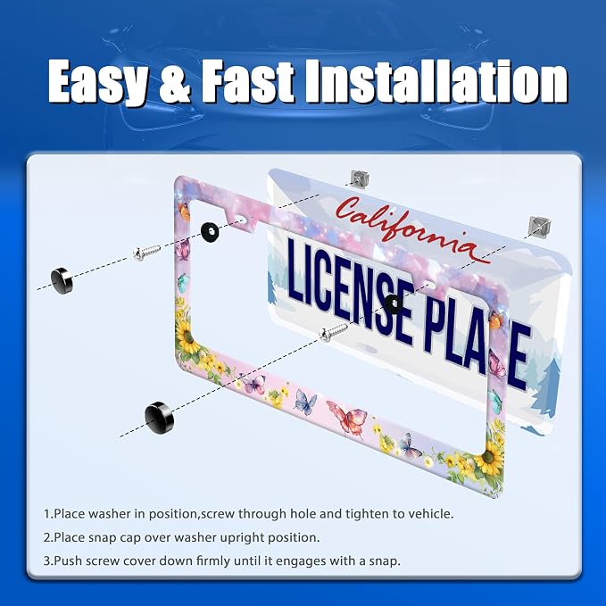 Beautiful Butterfly Sunflower License Plate Frame Yellow Floral License Plate - Image 3