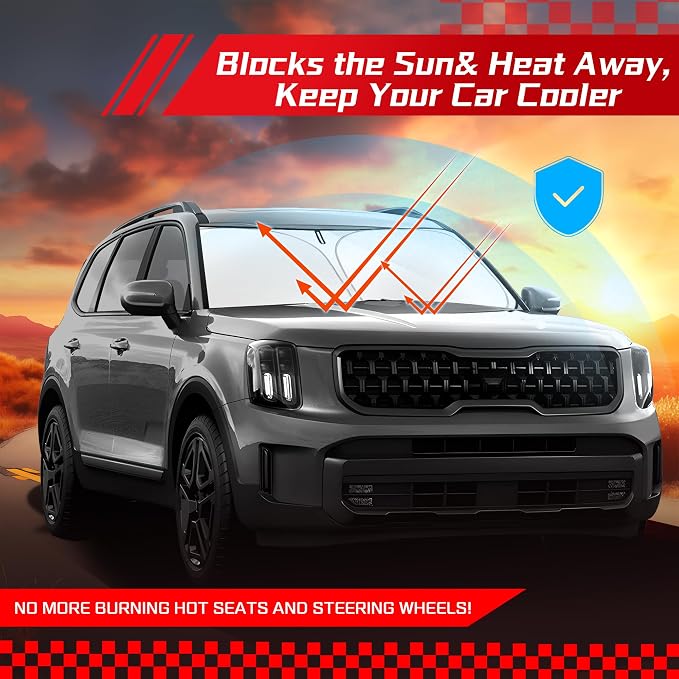 ARISMOTOR Windshield Sun Shade for Kia Telluride 2020-2025, Custom Fit Foldable - Image 7