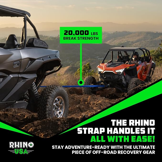 Rhino USA Recovery Tow Strap- 20024lb Break Strength- Emergency Recovery Strap - Image 7