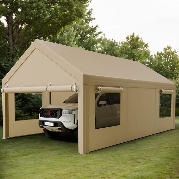 Shintenchi Carport 12' x 20' Heavy Duty Portable Garage, Car Port Canopy - Image 8