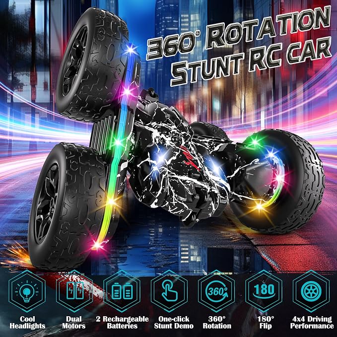 Rc Cars Toys for Boys Remote Control Car 2.4 GHz Black Toys for Ages 5-7 Kids - Image 2