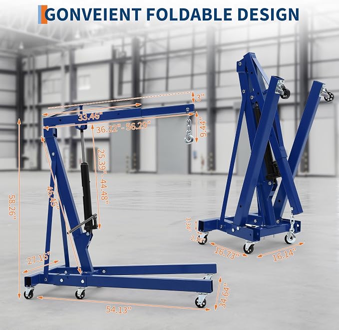 Engine Hoist Cherry Picker, 2 Ton Folding Hydraulic Engine Hoist - Image 8