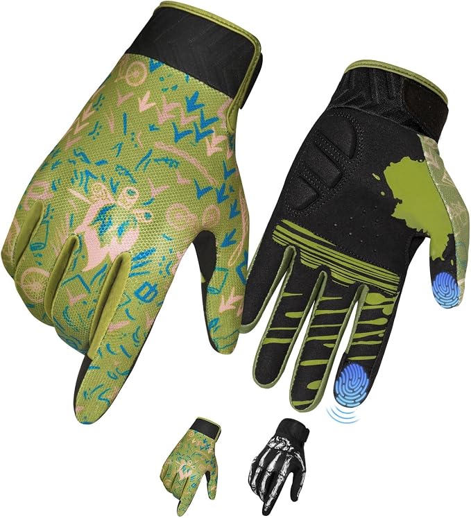 RIGWARL Skeleton Motorcycle Gloves Men Women Touchscreen, Non-Slip Mountain by RIGWARL