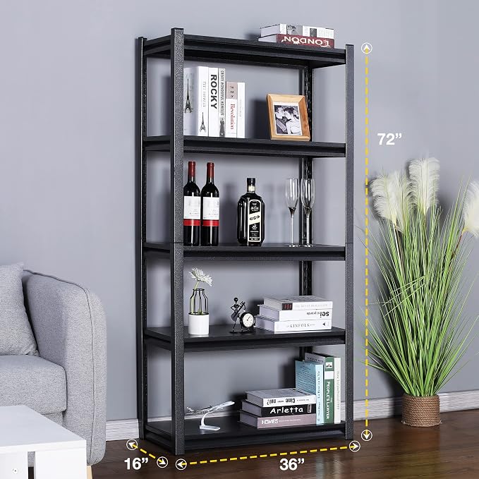 Rigma 5 Tier Garage Shelf, Heavy Duty Steel Shelving Unit, Adjustable Metal - Image 2