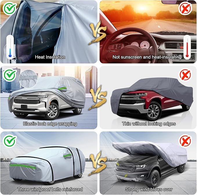 TUCAREST 6-Layers Premium Full Car Cover Hard Shell Zipper Design Waterproof - Image 6