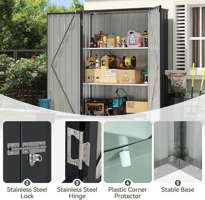 Aoxun 55x19 in Outdoor Storage Cabinet Metal Garden Shed - Image 6