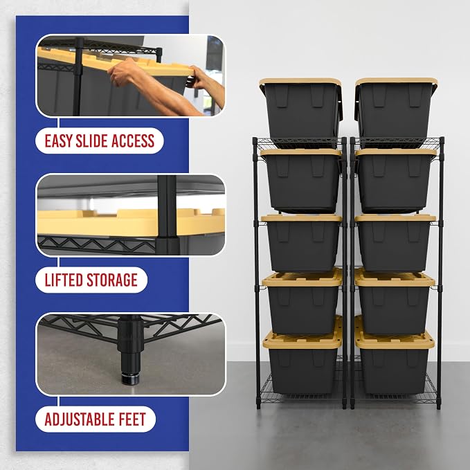 SafeRacks 2 Pack 5-Tier Steel Tote Rack - Image 6