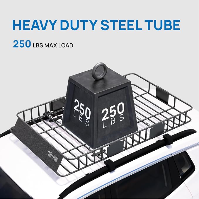 TUFFIOM 64"x 39"x 6" Universal Rooftop Cargo Carrier Basket, Extendable Steel - Image 3