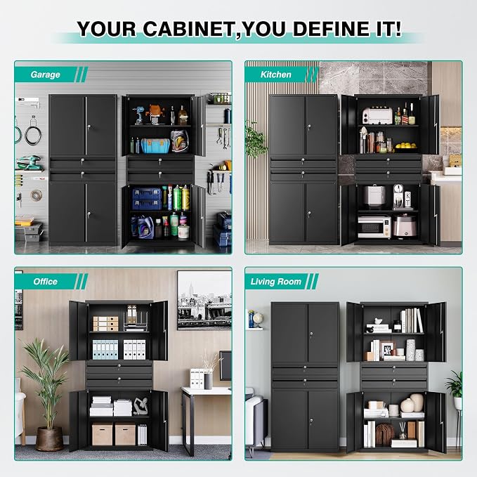 Metal Storage Cabinet with Drawer and Locks - Image 7