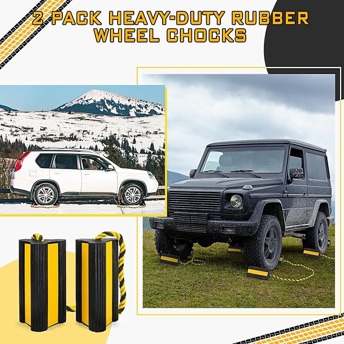 4 Pair Heavy Duty Wheel Chocks for RV Trailer, Rubber Wheel Stoppers, Dual - Image 7