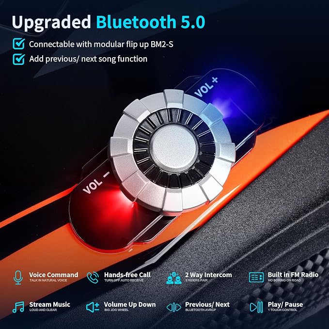 Full Face FreedConn Motorcycle Helmet Bluetooth 5.0 Integrated 2 Way Intercom - Image 2