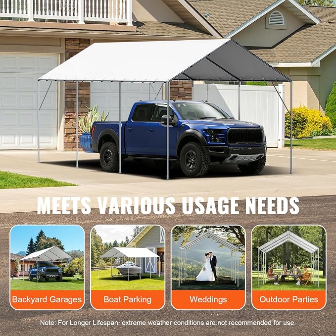 VEVOR 10x20' Canopy Replacement Cover Heavy Duty, Carport Garage Top Tent - Image 8